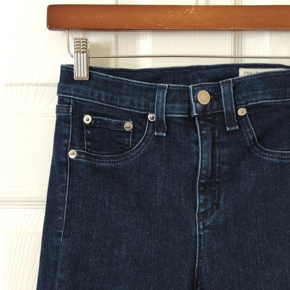 Rag & Bone Classic Dark Wash High Rise 10 Inch Skinny Capri Side Slit Jeans 25 - Picture 12 of 16